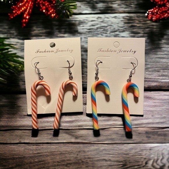 Candy Cane Dangle Earrings set of 2 pairs (new) - Picture 1 of 9